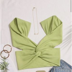 Twist Front Open Back Crop Top
